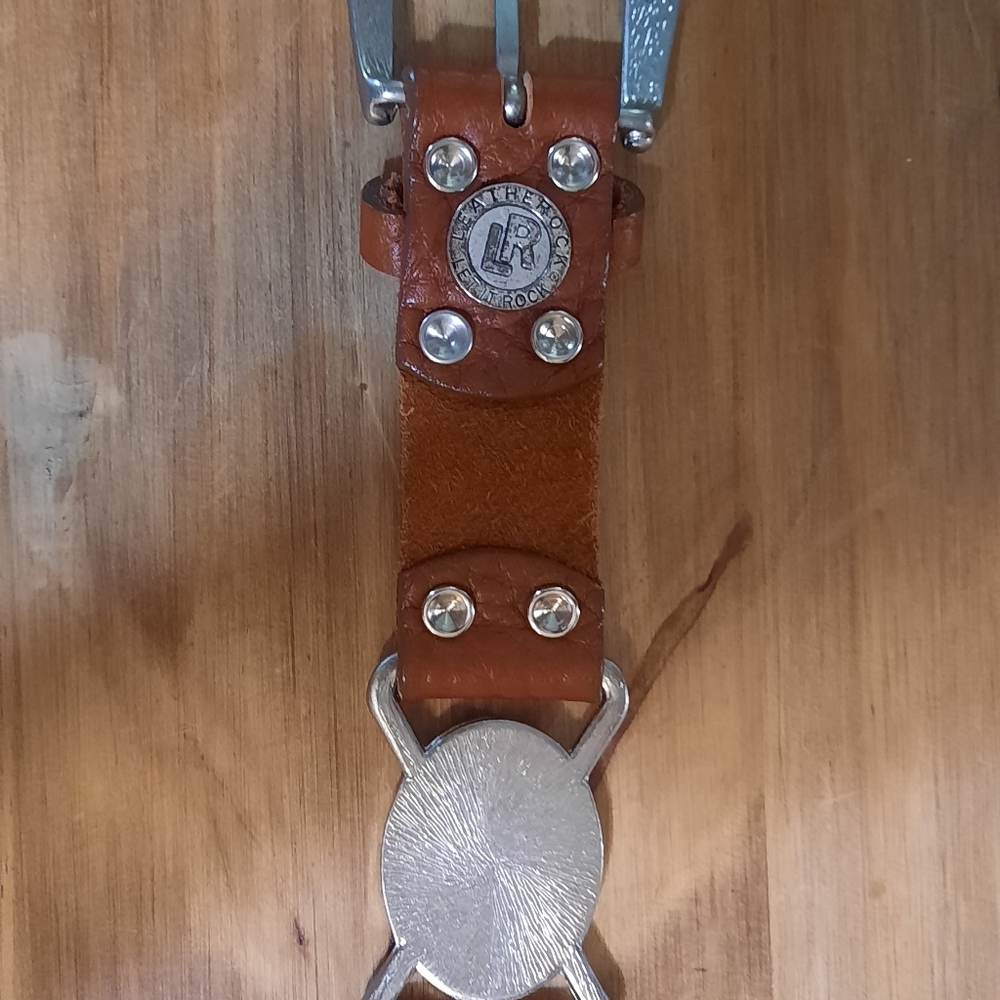 Leatherock turquoise and Brown Leather Belt - Picture 4 of 7